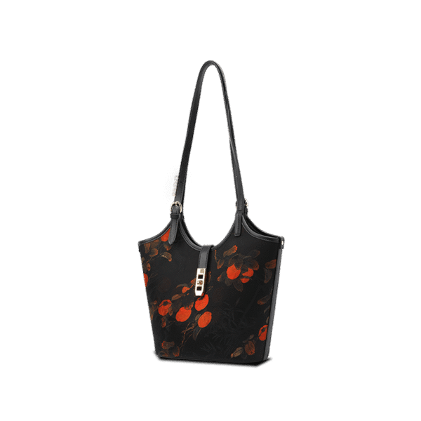 4_中文_-_祥雲舎_絹_皮_柿_バケツバッグ_YS120762 4_SinoCultural_-_Xiangyunsha_Silk_Leather_Printed_Persimmon_Bucket_Bag_YS120762