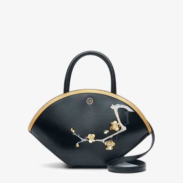 刺繍_レザー_黒_バスケット_ハンドバッグ_3D_桃_花_-_西濃文化-2470370 Embroidery_Leather_Black_Basket_Handbag_3D_Peach_Blossom_-_SinoCultural-2470370