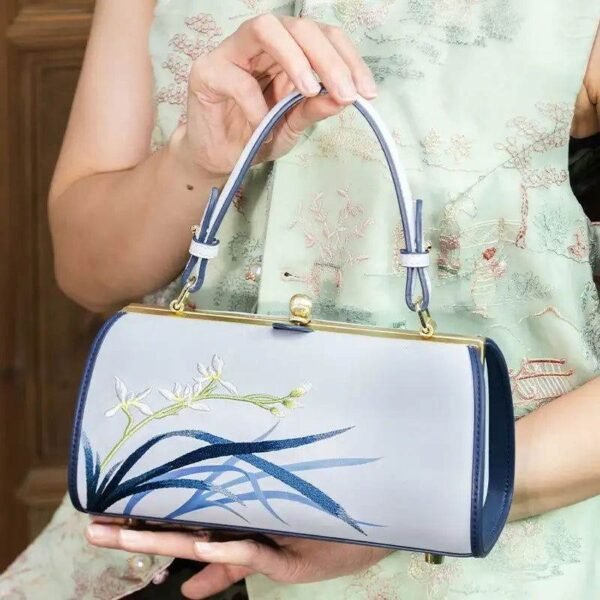Embroidery_Leather_Blue_Orchid_Cylinder_Chain_Barrel_Bag_-_SinoCultural-2470678 Embroidery_Leather_Blue_Orchid_Cylinder_Chain_Barrel_Bag_-_SinoCultural-2470678