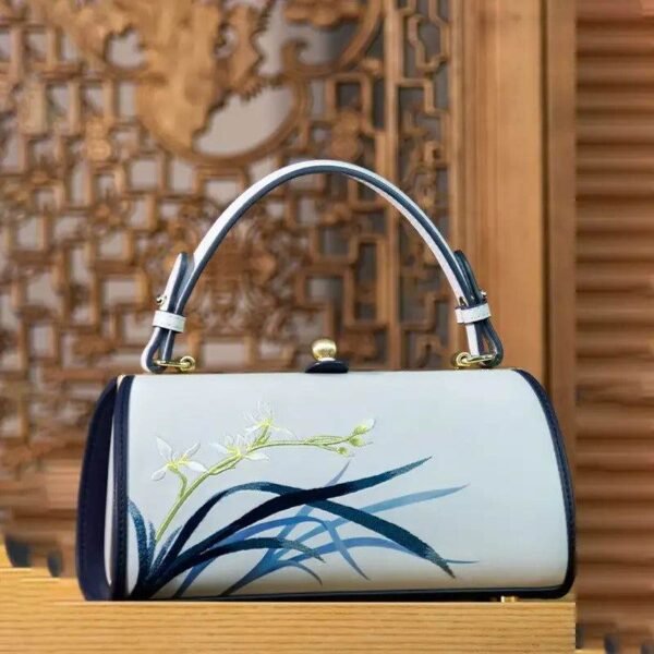 Embroidery_Leather_Blue_Orchid_Cylinder_Chain_Barrel_Bag_-_SinoCultural-2470685 Embroidery_Leather_Blue_Orchid_Cylinder_Chain_Barrel_Bag_-_SinoCultural-2470685