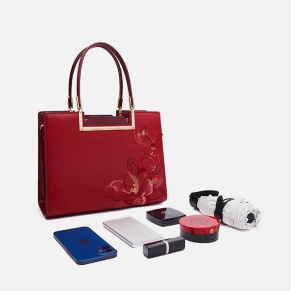 刺繍_レザー_マグノリア_レディース_ハンドバッグ_中文2474334 Embroidery_Leather_Magnolia_Women_s_Handbag_-_SinoCultural-2474334