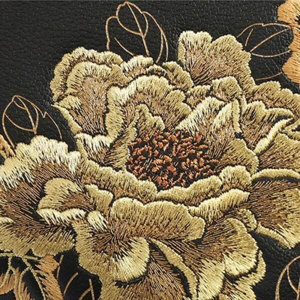 刺繍_レザー_ラウンドハンドバッグ_高級_ロイヤル_ゴールド_牡丹_-_中文2474967 Embroidery_Leather_Round_Handbag_High_Luxury_Royal_Gold_Peony_-_SinoCultural-2474967