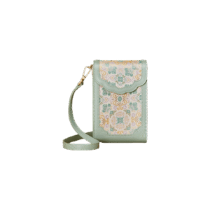 Brocade Jacquard Leather Bag Intricate Phone Chinese Wallet
