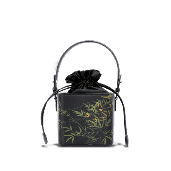 LD170613_Xiangyunsha_Silk_Black_Bamboo_Print_Mini_Cube_Bucket_Bag_LD170613 LD170613_Xiangyunsha_Silk_Black_Bamboo_Print_Mini_Cube_Bucket_Bag_LD170613