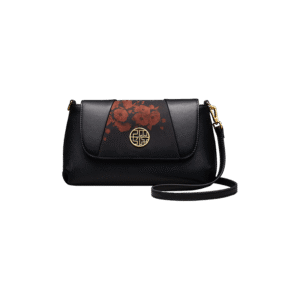 Xiangyunsha Silk Leather Black Casual Shoulder Clutch Bag