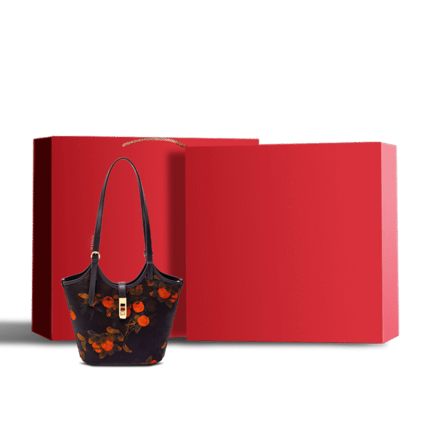 中文_-_祥雲舎_絹_皮_柿_バケツバッグ_YS120762 SinoCultural_-_Xiangyunsha_Silk_Leather_Printed_Persimmon_Bucket_Bag_YS120762