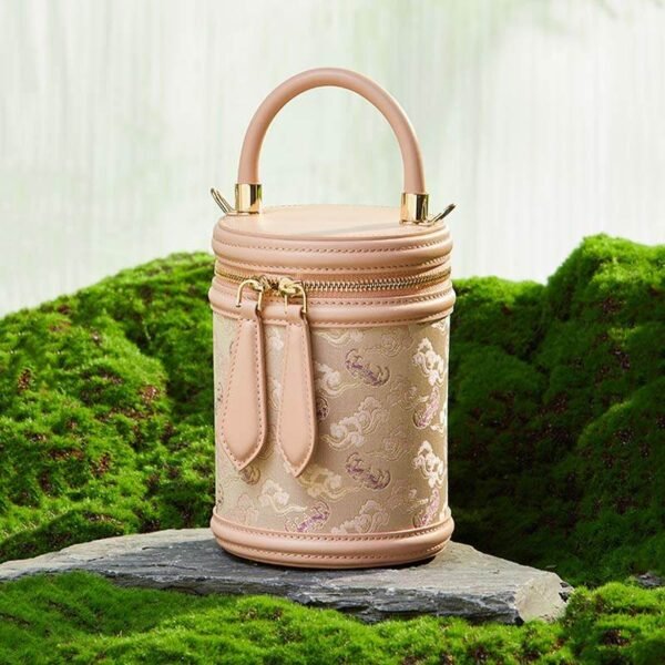 歌_ブロケード_レザー_バケット_シリンダー_バッグ_-_中文-2483310 Song_Brocade_Leather_Bucket_Cylinder_Bag_-_SinoCultural-2483310