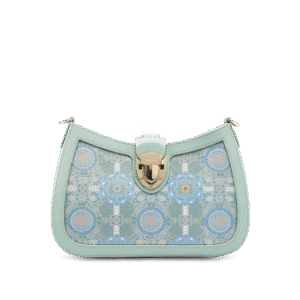 Song Brocade Leather Green Shoulder Bag Badayun Pattern