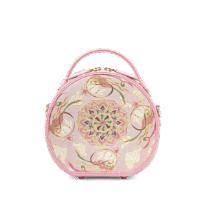 Song Brocade Powder Round Bag Lotus & Lucky Rabbit Pattern