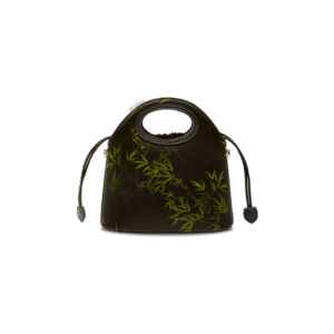 Xiangyunsha Silk Bamboo Black Drawstring Bucket Bag