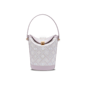 Zhuang Brocade Leather Bucket Crossbody Bag Romantic Purple