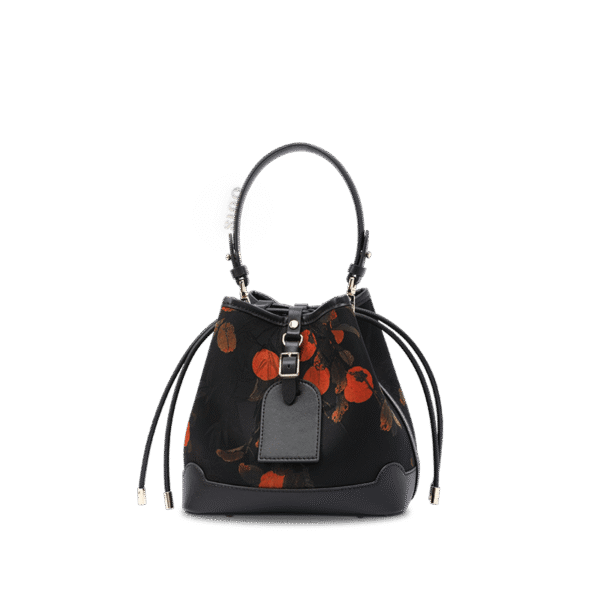 d_襄雲舎_シルク_レザー_プリント_柿_バケツバッグ_YS220680 d_Xiangyunsha_Silk_Leather_Printed_Persimmon_Bucket_Bag_YS220680