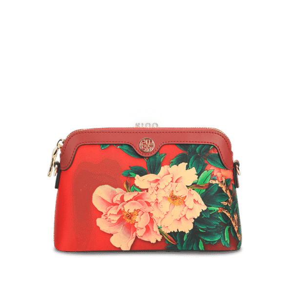 マルベリーシルク クラッチパースレッドペオニーフロント mulberry-silk-clutch-purse-red-peony-front