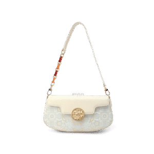 Octagonal Gradient Brocade White Luxury Shoulder Bag